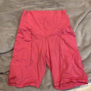 BRIGHT PINK AERIE BIKER SHORTS WITH POCKETS